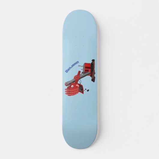 Afbeelding rode stoomschotel cartoon persoonlijk skateboard (Voorkant)