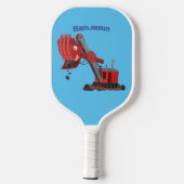 Afbeelding rode stoomschotel cartoon pickleball paddle (Achterkant)
