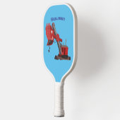 Afbeelding rode stoomschotel cartoon pickleball paddle (Links)