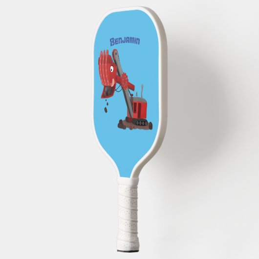 Afbeelding rode stoomschotel cartoon pickleball paddle (Links)