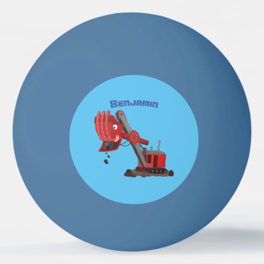 Afbeelding rode stoomschotel cartoon pingpongbal (Achterkant)