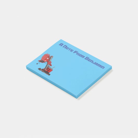 Afbeelding rode stoomschotel cartoon post-it® notes (Schuin)