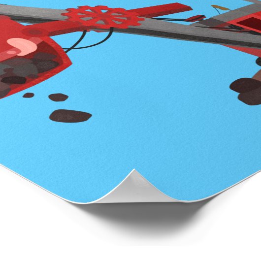 Afbeelding rode stoomschotel cartoon poster (Hoek)