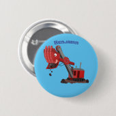 Afbeelding rode stoomschotel cartoon ronde button 5,7 cm (Voorkant /achterkant)