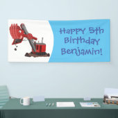 Afbeelding rode stoomschotel cartoon spandoek (Beurs)