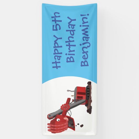 Afbeelding rode stoomschotel cartoon spandoek (Verticaal)