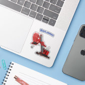 Afbeelding rode stoomschotel cartoon sticker (Laptop met iPhone)