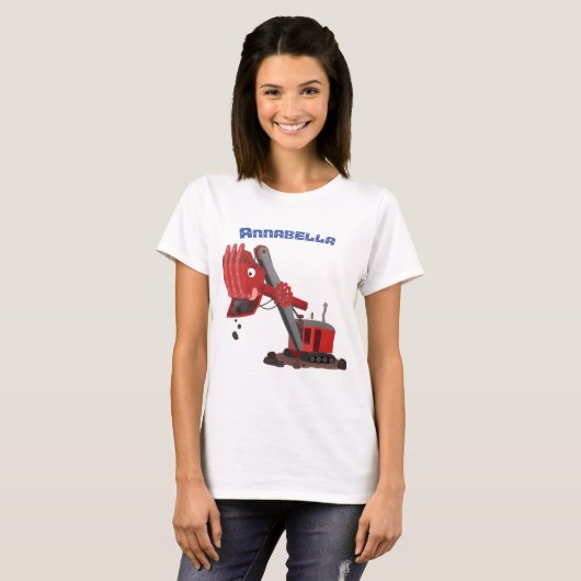 Afbeelding rode stoomschotel cartoon t-shirt (Voorkant volledig)