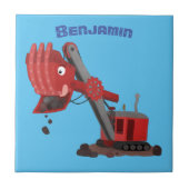 Afbeelding rode stoomschotel cartoon tegeltje (Voorkant)