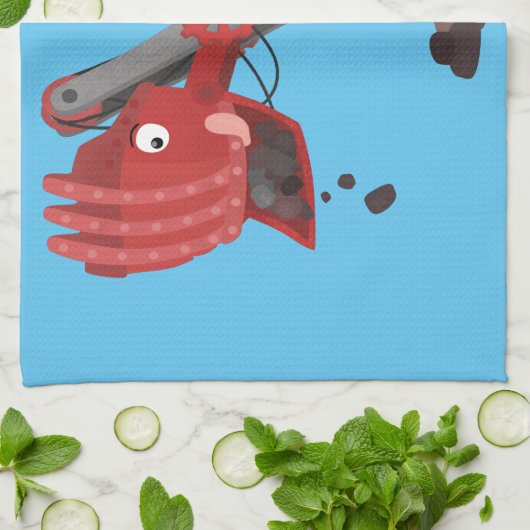 Afbeelding rode stoomschotel cartoon theedoek (Gevouwen)