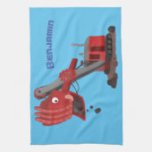 Afbeelding rode stoomschotel cartoon theedoek (Verticaal)