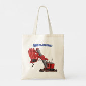 Afbeelding rode stoomschotel cartoon tote bag (Achterkant)