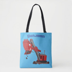 Afbeelding rode stoomschotel cartoon tote bag
