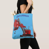 Afbeelding rode stoomschotel cartoon tote bag (Dichtbij)