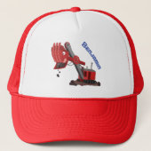 Afbeelding rode stoomschotel cartoon trucker pet (Voorkant)