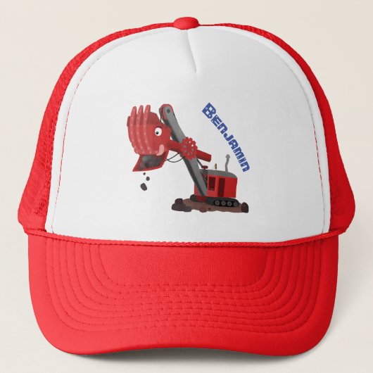 Afbeelding rode stoomschotel cartoon trucker pet (Voorkant)