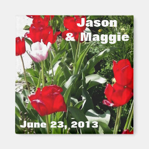 Afbeelding Rode Tulpen sparen de Datum Magneet