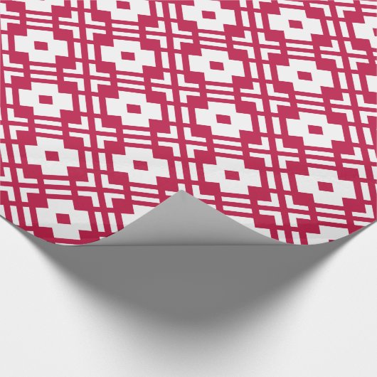 Afbeelding rood abstract geometrisch monogram cadeaupapier (Hoek)
