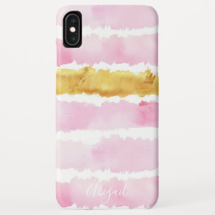 Afbeelding roze en goudkleurige Waterverf monogram Case-Mate iPhone Case