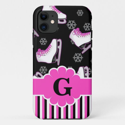 Afbeelding roze en zwart, aangepast monogram Case-Mate iPhone case (Achterkant)