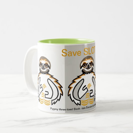 Afbeelding - Save SLOTHS - Wildlife warrior - Natu Tweekleurige Koffiemok (Voorkant links)