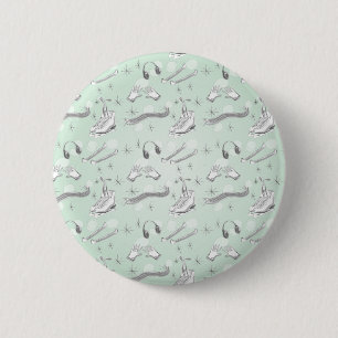Afbeelding Schaats Schets Kunst Mint Groene Giftwa Ronde Button 5,7 Cm