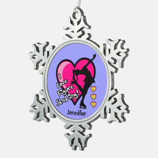 Afbeelding schaatsen - Aangepaste versiering Tin Sneeuwvlok Ornament (Rechts)