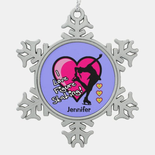 Afbeelding schaatsen - Aangepaste versiering Tin Sneeuwvlok Ornament (Voorkant)