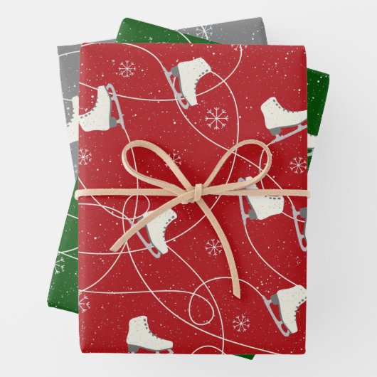 Afbeelding Schaatsen die op 3 kleuren schaatsen Inpakpapier Vel (In situ)