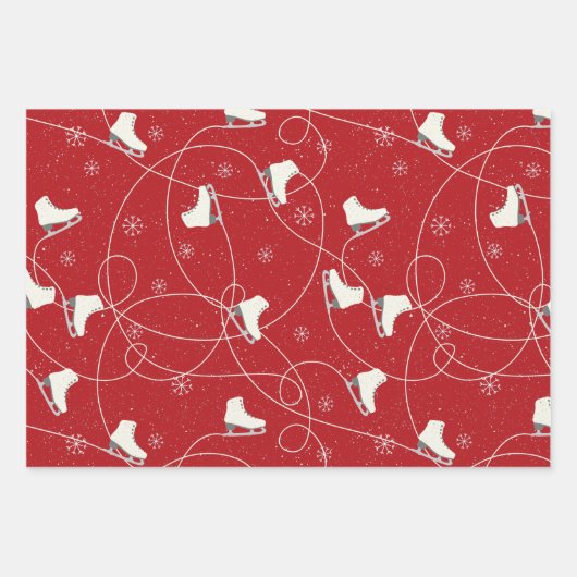 Afbeelding Schaatsen die op 3 kleuren schaatsen Inpakpapier Vel (Voorkant)