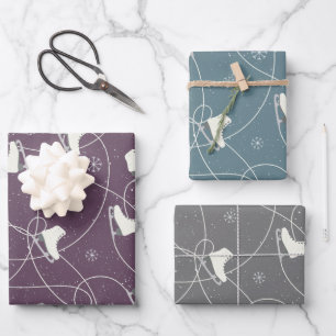 Afbeelding Schaatsen die op 3 kleuren schaatsen Inpakpapier Vel