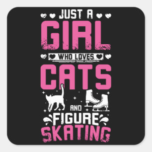 Afbeelding schaatsen en katten vierkante sticker
