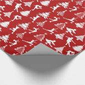 Afbeelding schaatsen en kerstbomen cadeaupapier (Hoek)