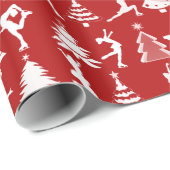 Afbeelding schaatsen en kerstbomen cadeaupapier (Rol Hoek)