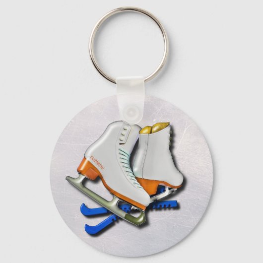 Afbeelding Schaatsen en Schaatsen met Jouw naam Sleutelhanger (Voorkant)