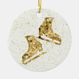 Afbeelding schaatsen - Goudsterren (vrouw) Keramisch Ornament
