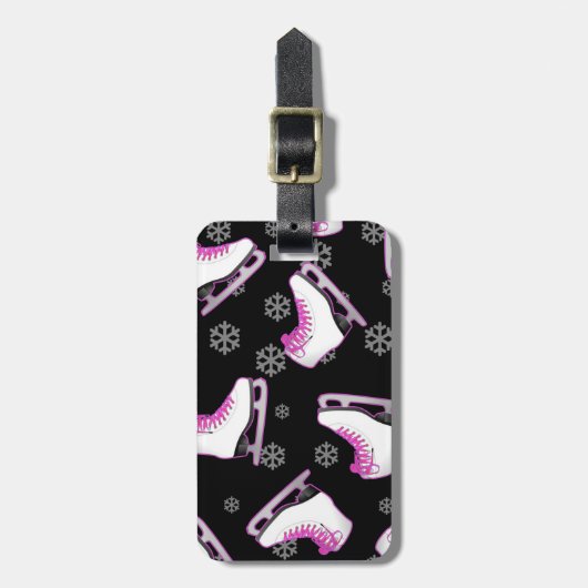 Afbeelding schaatsen - Ice Schaatsen Black en Roze Bagagelabel (Voorkant verticaal)