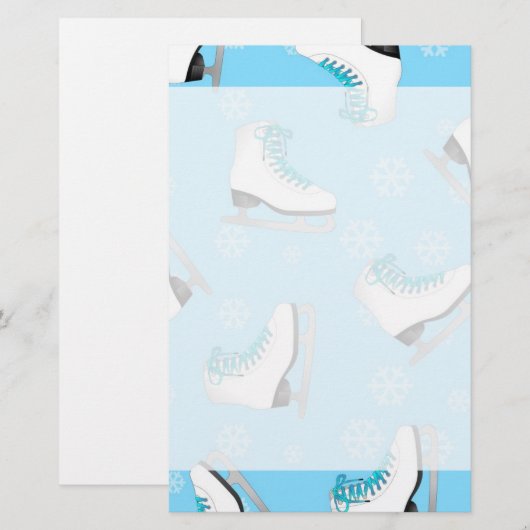 Afbeelding schaatsen - Ice Schaatsen Blue met snee Briefpapier (Voorkant / Achterkant)