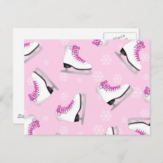 Afbeelding schaatsen - Ice Schaatsen Roze met snee Briefkaart (Voorkant / Achterkant)