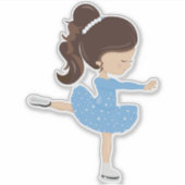 Afbeelding schaatsen, ijsschaatsen, bruine haar sticker (Voorkant)