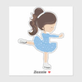 Afbeelding schaatsen, ijsschaatsen, bruine haar sticker (Vel)