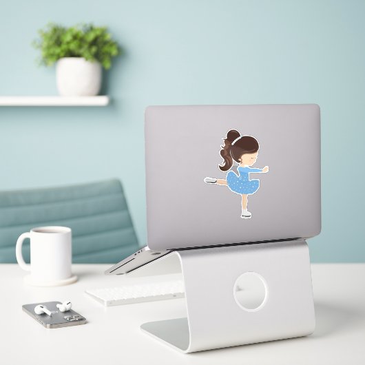 Afbeelding schaatsen, ijsschaatsen, bruine haar sticker (Laptop op bureau)