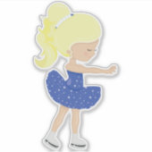 Afbeelding schaatsen, ijsschaatsen, londe haar sticker (Voorkant)