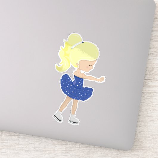 Afbeelding schaatsen, ijsschaatsen, londe haar sticker (Detail)