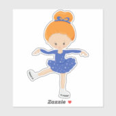 Afbeelding schaatsen, ijsschaatsen, Oranje haar Sticker (Vel)