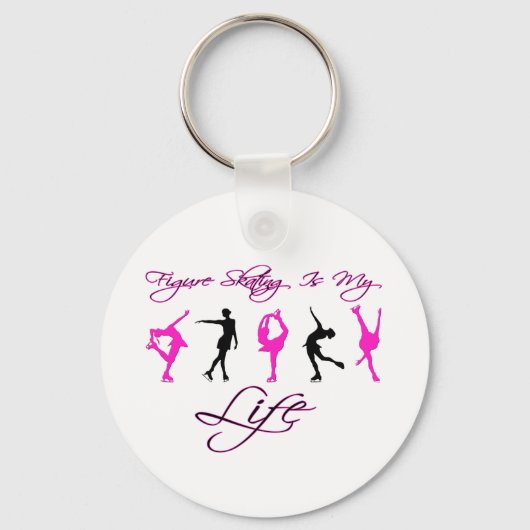 Afbeelding schaatsen is mijn leven - PINK & BLACK Sleutelhanger (Voorkant)