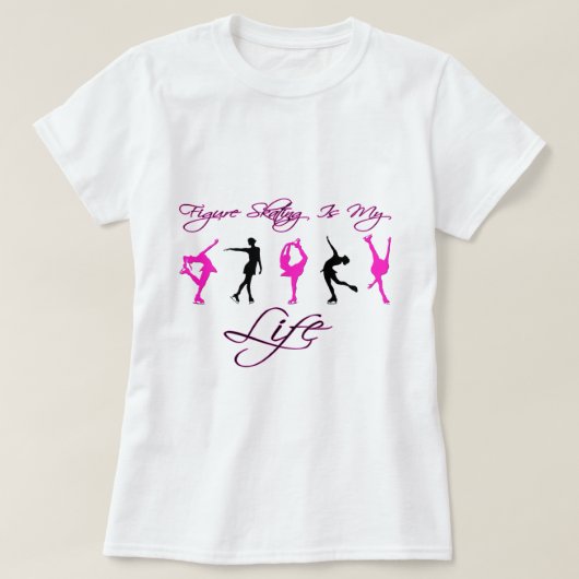 Afbeelding schaatsen is mijn leven - PINK & BLACK T-shirt (Design voorkant)