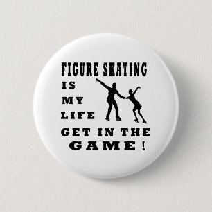 Afbeelding schaatsen is mijn leven ronde button 5,7 cm