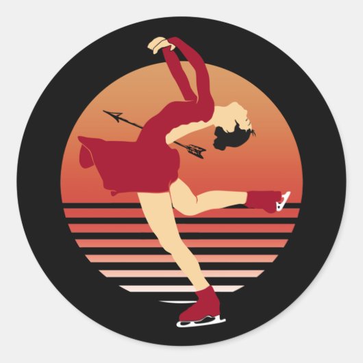 Afbeelding schaatsen - kunst van ijsdansen ronde sticker (Voorkant)