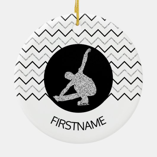 Afbeelding schaatsen ornament - Zwart zilver (mann (Achterkant)